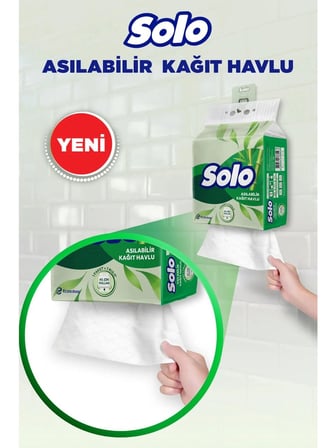 Solo Asılabilir Kağıt Havlu 1 Paket (1PK= 7 Rulo) Hijyenik ve Pratik Kullanım İçin Uygun (2 Li Set)