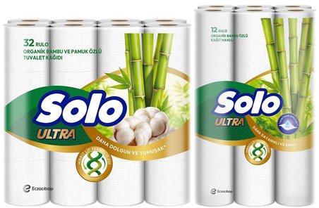 Solo Avantaj Set Ultra Kağıt Havlu 12 Li Rulo + 32 Rulo Tuvalet Kağıdı Organik Bambu ve Pamuk Özlü