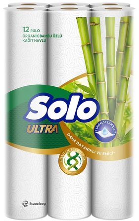Solo Avantaj Set Ultra Kağıt Havlu 12 Li Rulo + 32 Rulo Tuvalet Kağıdı Organik Bambu ve Pamuk Özlü