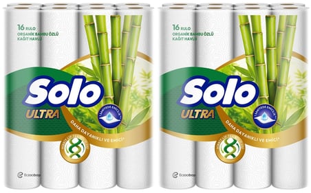 Solo Ultra Kağıt Havlu 32 Li Paket Rulo Organik Bambu ve Pamuk Özlü (Dev Ekonomik Pk) (2PK*16)