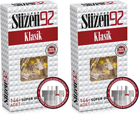 Süzen92 Klasik Sigara Ağızlık Filtresi 288 Adet Fırsat Pk Kutu (2PK*144)