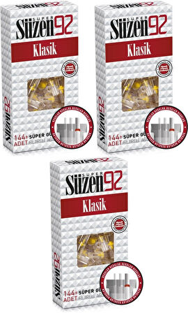 Süzen92 Klasik Sigara Ağızlık Filtresi 432 Adet Fırsat Pk Kutu (3PK*144)