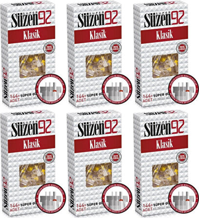Süzen92 Klasik Sigara Ağızlık Filtresi 864 Adet Fırsat Pk Kutu (6PK*144)