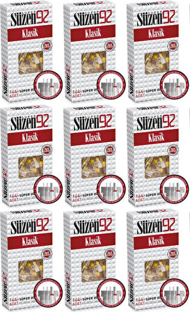 Süzen92 Klasik Sigara Ağızlık Filtresi 1296 Adet Fırsat Pk Kutu (9PK*144)