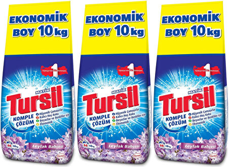 Tursil Matik Toz Çamaşır Deterjanı 30KG Leylak Bahçesi (3PK*10) (198 Yıkama)
