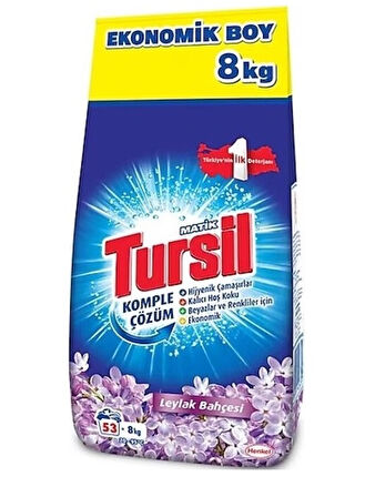 Tursil Matik Toz Çamaşır Deterjanı 24KG Leylak Bahçesi (159 Yıkama) Renkli/Beyazlar (3PK*8KG)