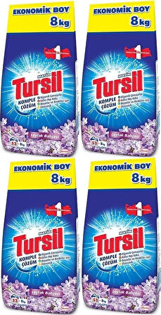 Tursil Matik Toz Çamaşır Deterjanı 32KG Leylak Bahçesi (212 Yıkama) Renkli/Beyazlar (4PK*8KG)
