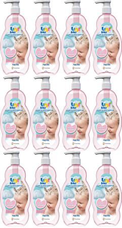 Uni Baby Bebek Kolay Tarama Saç ve Vücut Şampuanı 700ML (Pompalı) (12 Li Set)