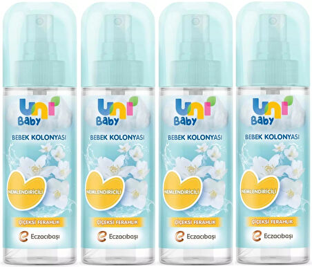 Uni Baby Bebek Kolonyası 150ML Nemlendiricili/Çiçeksi Ferahlık (4 Lü Set)