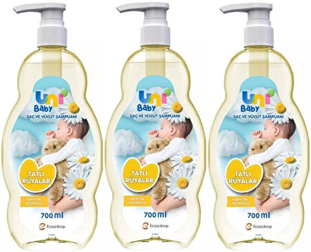 Uni Baby Bebek Şampuanı 700ML Tatlı Rüyalar (Pompalı) (3 Lü Set)