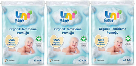 Uni Baby Bebek Temizleme Pamuğu 60 Adet Tekli Pk (3 Lü Set)