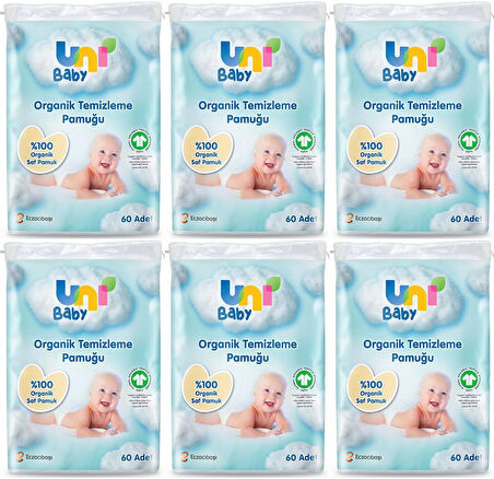 Uni Baby Bebek Temizleme Pamuğu 60 Adet Tekli Pk (6 Lı Set)