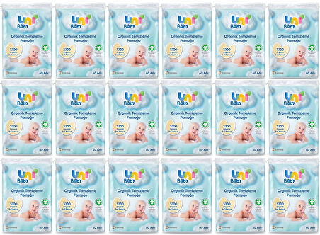 Uni Baby Bebek Temizleme Pamuğu 60 Adet Tekli Pk (18 Li Set)