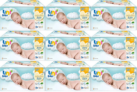 Uni Baby Islak Havlu Hassas Yeni Doğan 40 Yaprak (27 Li Set) 1080 Yaprak (Narin Ciltler için) (9PK*3)