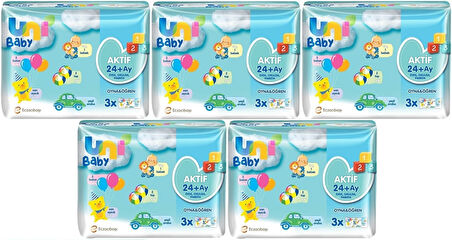 Uni Baby Islak Havlu Aktif / Oyna & Öğren 52 Yaprak (15 Li Set) 780 Yaprak (5PK*3)