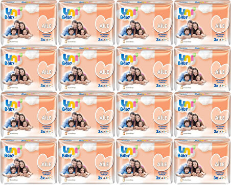 Uni Baby Islak Havlu Mendil Aile 52 Yaprak (48 Li Set) 2496 Yaprak (16PK*3)