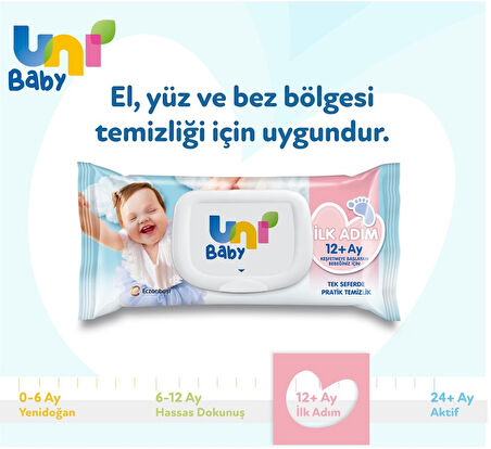 Uni Baby Islak Havlu Mendil İlk Adım 52 Yaprak (15 Li Set) 780Yaprak (5PK*3)