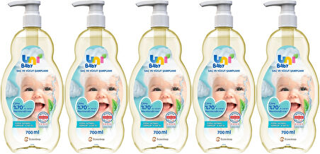 Uni Baby Bebek Saç ve Vücut Şampuanı 700ML Klasik (Pompalı) (5 Li Set)