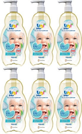 Uni Baby Bebek Saç ve Vücut Şampuanı 700ML Klasik (Pompalı) (6 Lı Set)