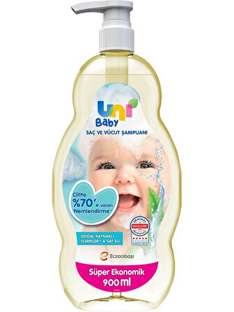 Uni Baby Bebek Saç ve Vücut Şampuanı 900ML Klasik (Pompalı) (5 Li Set)