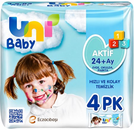 Uni Baby Islak Havlu Mendil 52 Yaprak Aktif 96 Lı Set (24PK*4) 4992 Yaprak