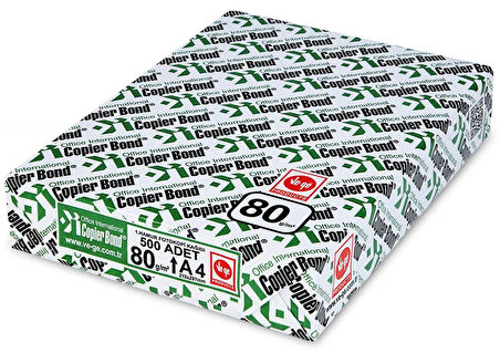Copier Bond (Ve-Ge) A4 80GR/M2 Fotokopi Kağıdı 12500 Adet (25PK*500)