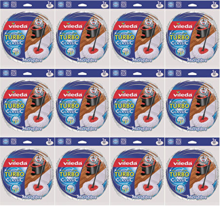 Vileda Turbo Yedek Mop Paspas Ucu (%100 Mikrofiber) (12 Li Set)
