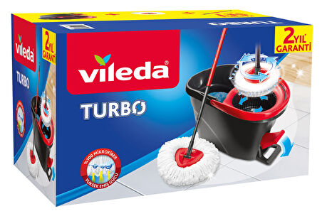 Vileda Turbo Pedallı Temizlik Seti (Komple Set)+Vileda Turbo Yedek Mop Paspas Ucu (%100 Mikrofiber)