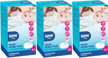 Wee Baby Klasik Göğüs Pedi (40 Lı) 120 Adet (3Pk*40)