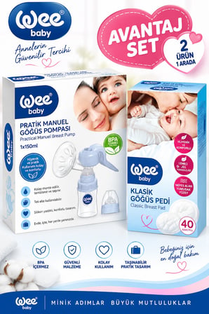 Wee Baby Pratik Manuel Göğüs Pompası (Yeni) + Göğüs Pedi Hediye 40 Lı Pk