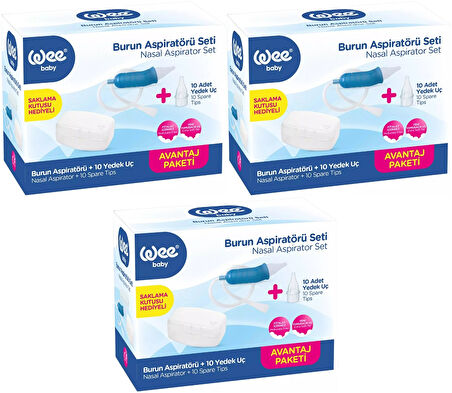Wee Baby Burun Aspiratörü Seti Şeffaf (WEE945) (3 Lü Set)