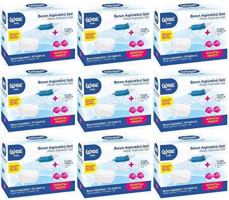 Wee Baby Burun Aspiratörü Seti Şeffaf (WEE945) (9 Lu Set)