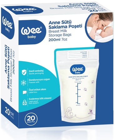 Wee Baby Anne Sütü - Süt Saklama Poşeti 180 Li Set (Dondurucuya Uygun) (9PK*20)