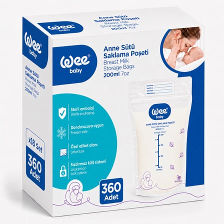 Wee Baby Anne Sütü - Süt Saklama Poşeti 360 Lı Set (Dondurucuya Uygun) (18PK*20)
