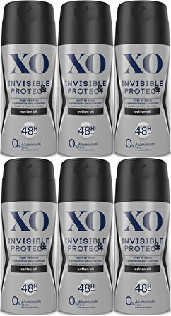 XO Deodorant 150ML Men-Erkek Invisible & Protect (6 Lı Set)