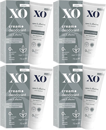 XO Krem Deodorant 75ML Unisex Care & Effective Parfümlü (4 Lü Set)