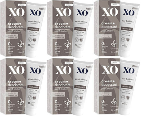 XO Krem Deodorant 75ML Unisex Pure & Effective Kokusuz (6 Lı Set)