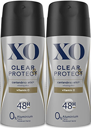 XO Deodorant 150ML Men-Erkek Clear & Protect (2 Li Set)