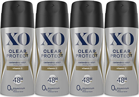 XO Deodorant 150ML Men-Erkek Clear & Protect (4 Lü Set)