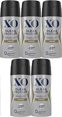 XO Deodorant 150ML Men-Erkek Clear & Protect (5 Li Set)