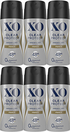 XO Deodorant 150ML Men-Erkek Clear & Protect (6 Lı Set)