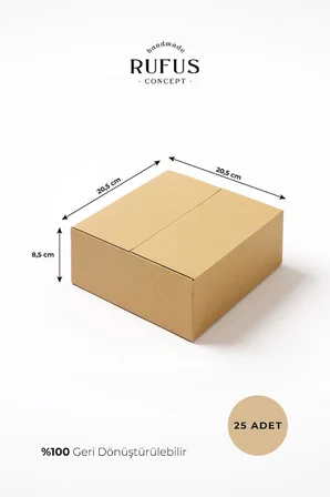 20,5x20,5x8,5cm Kraft Koli 25 Adet