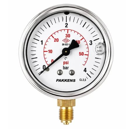 Pakkens 50x02,5Gliserinli Alttan Çıkışlı Manometre