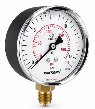 Pakkens 100x00,6  Kuru Alttan Çıkışlı Manometre