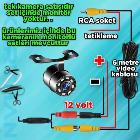 BEYAZ LEDLİ KELEBEK ARAÇ KAMERASI 12 VOLT LEDLERİ SÖNMEZ SÜREKLİ YANAR