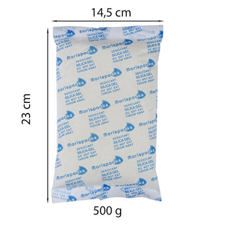 Marispacks 500 g x 8 adet silikajel nem alıcı paket (nonwoven, polietilen poşette)