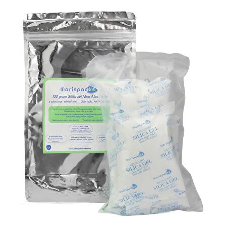 Marispacks 100 g x 5 adet silikajel nem alıcı paket   (nonwoven, metalize doypack ambalajda)