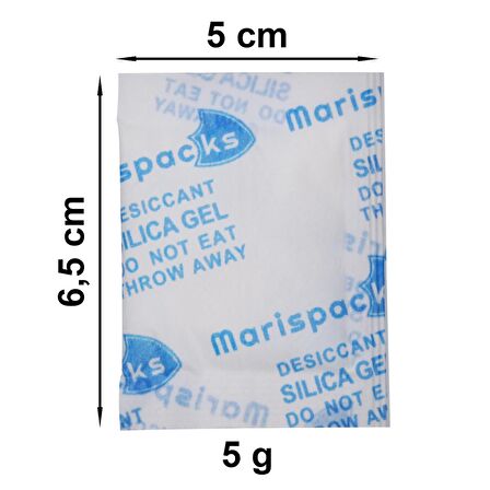 Marispacks 5 g x 100 adet silikajel nem alıcı paket (nonwoven, aluminyum doypack ambalajda)