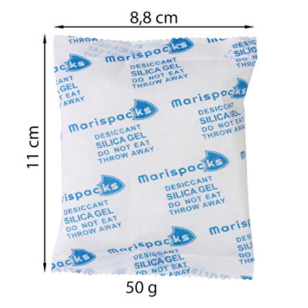 Marispacks 50 g x 5 adet silikajel nem alıcı paket (nonwoven, metalize doypack ambalajda)