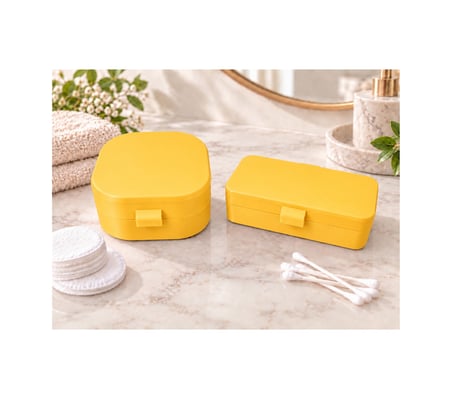 Kulak Çubuğu Ve Pamuk Seyahat Kabı 3d Baskı Taşınabilir Hijyenik Organizer Sarı